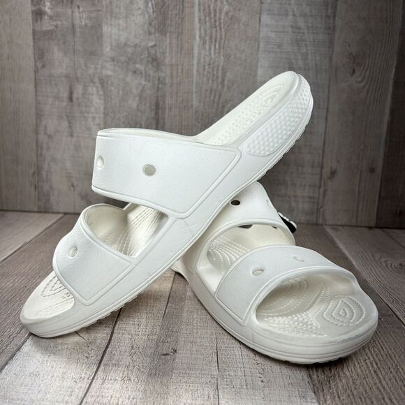 Crocs Women's Classic Slide Sandal Comfort Two Strap Slip On White Size 8 - Picture 2 of 16